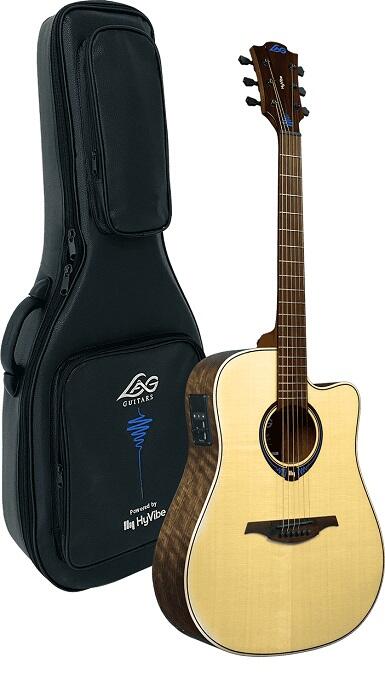 Lâg Guitars THV20DCE Hyvibe, cutaway, glossy, case